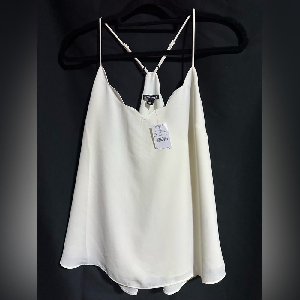 NEW J.Crew Scalloped Camisole Tank Top Ivory Women’s 12 Feminine Preppy Office